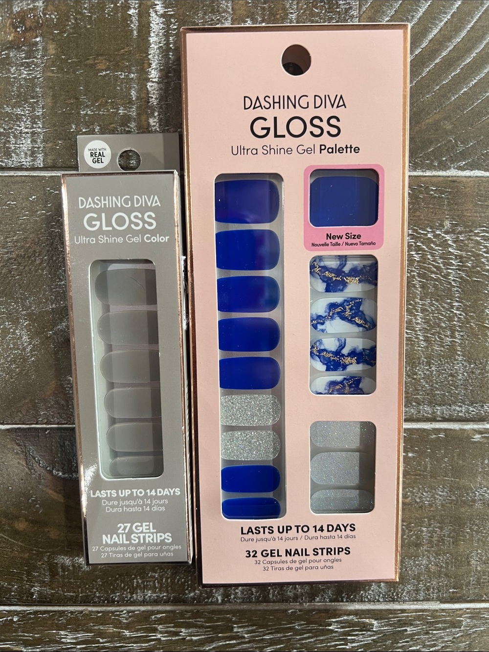 Dashing Diva Gloss Ultra Shine Gel Nail Strips - Blue & Silver Set of 2